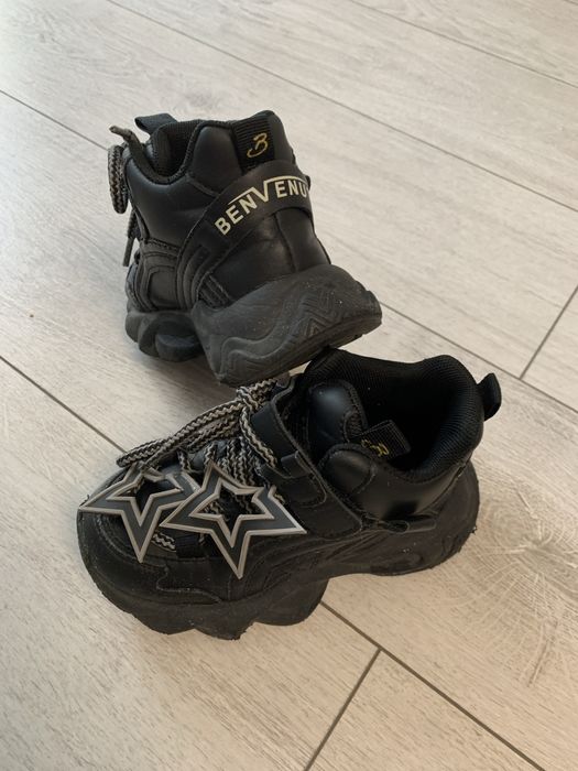 Sneakers copii BENVENUTI Negri DIN PIELE