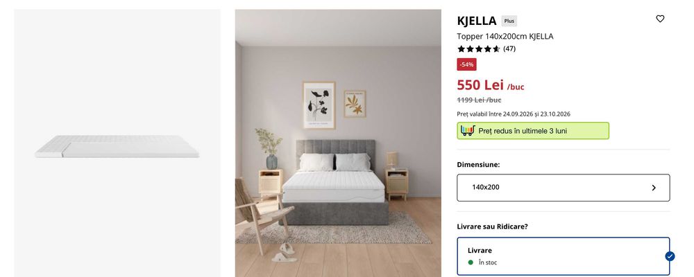 saltea topper JYSK Kjella 140x200 NOU