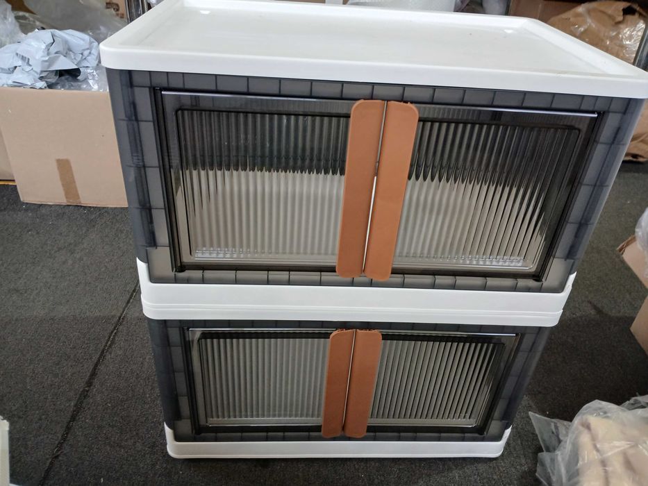 Set 2 cutii pliabile TeqHome, 72L, cu capac și uși, defecte colțuri