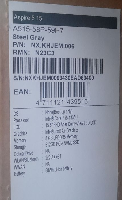 Noutbook sotiladi. Acer aspire 5