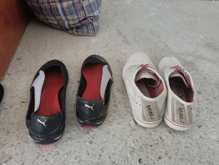 Пума мокасини и черни и бели летни кецки и двата чифта са 38 номер жен