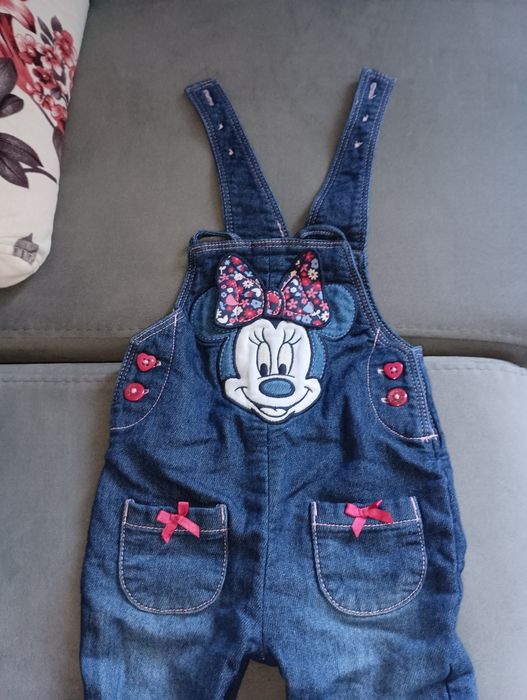 Бебешко дълго дънково гащеризонче на "Мини маус". Размер: 6-9м