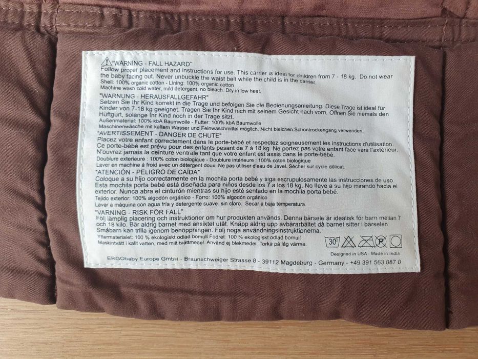 Baby Carrier Ergobaby Organic - sistem de purtare ca nou