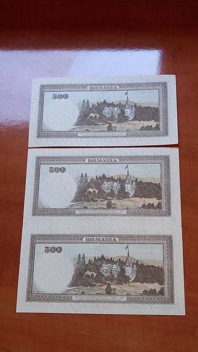 Vand lot 3 bancnote UNC,serie consecutiv,romanesti