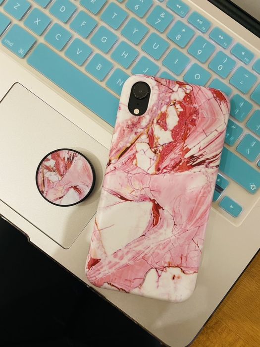 Husa Carcasa iPhone XR cu holder Silicon marmura nou