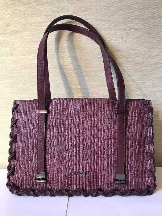 дамска кожена чанта 3 в 1 - НОВА - цвят бордо