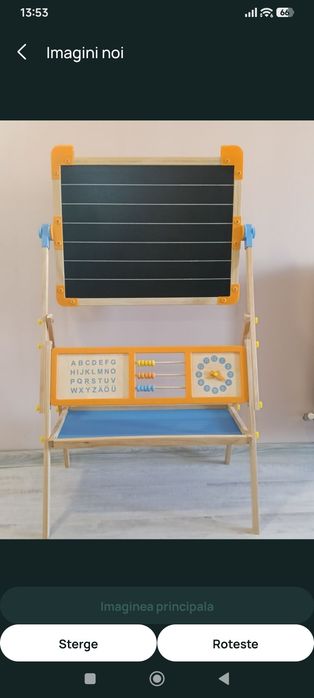 Tabla magnetica 2 in 1 pt.copi,lemn cu abac și ceas stare foarte buna