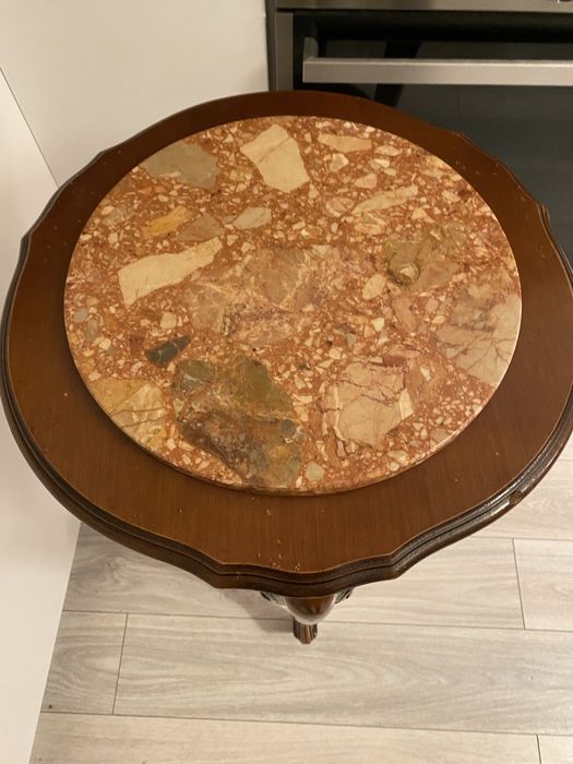 Comoda Piedestal Suport Marmura Lemn Masiv Vintage Sculpturi