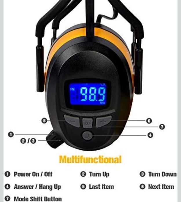 căști de protecție antifonice cu radio FM și conectivitate Bluetooth