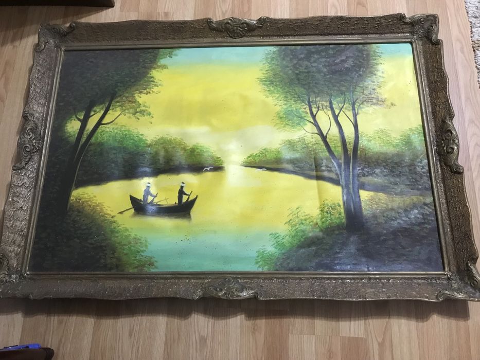 Tablou pe panza peisaj lac si padure