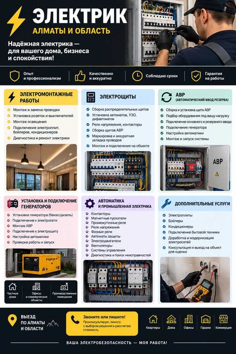 АВР | Генераторы | Автоматика | Электрощиты | Электрик Алматы