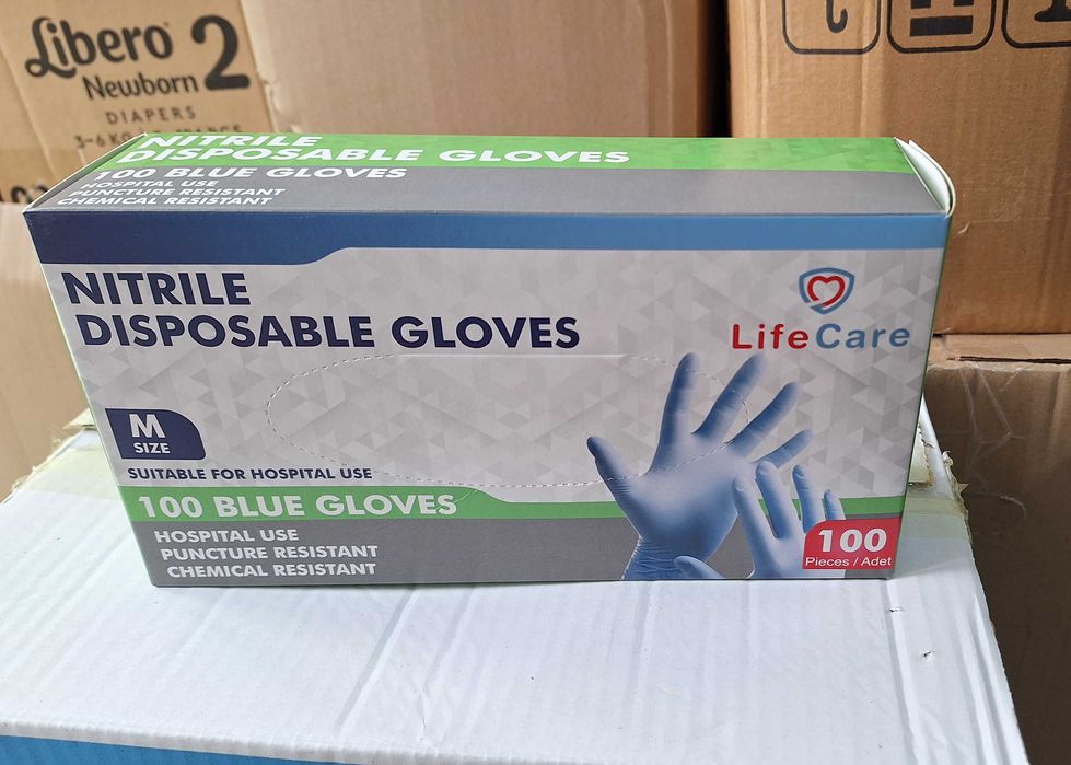 Нитрилни ръкавици, размер М, кутия 100 броя, сини