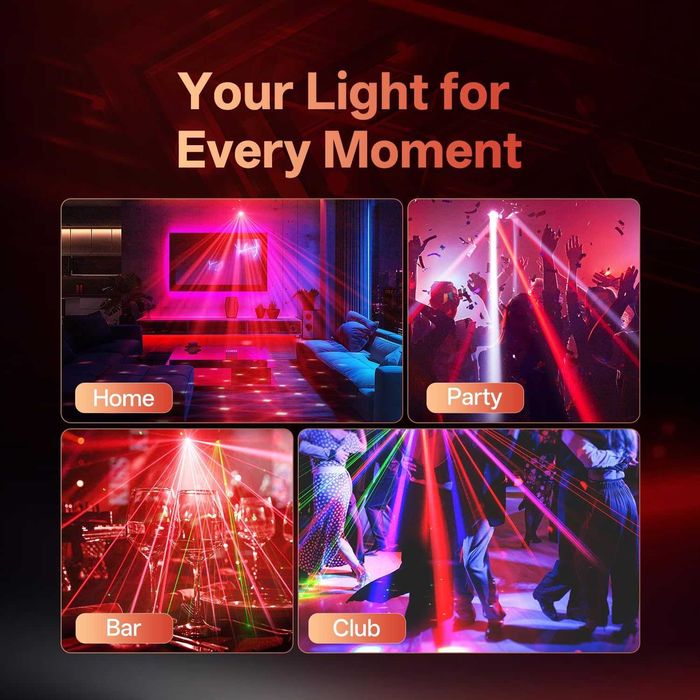 LED Disco Stroboscop 120 W, lumină de scenă cu telecomandă, lumină LED RGBW pentru petrecere cu 4 brațe luminoase, efect stroboscopic, DMX512,