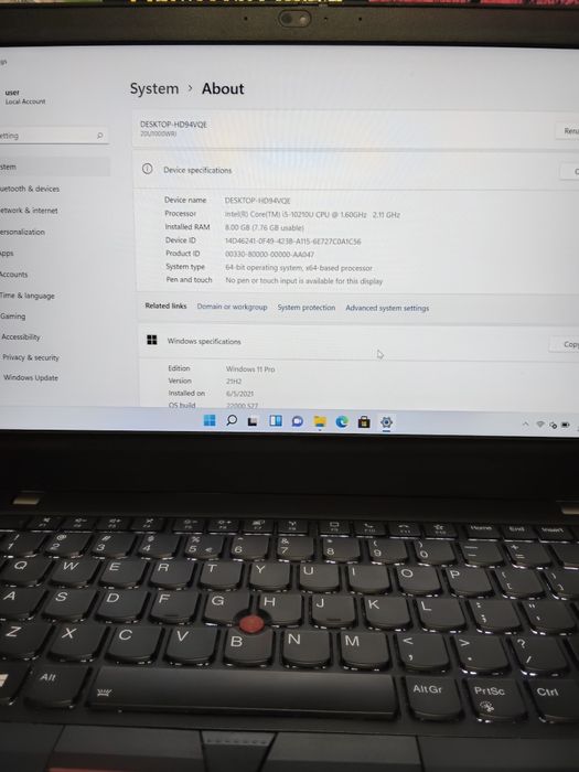 Lenovo Thinkpad L14 i7 gen 10,8gb ram ,ssd256gb baterie ok