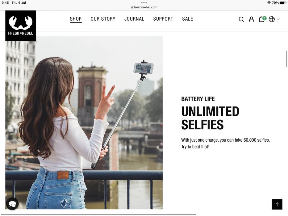Селфи стик Fresh N Rebel - Wireless Selfie Stick 2, черен