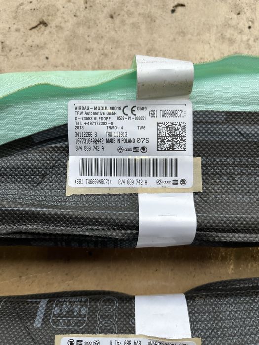 Air bag завеси Audi a3/s3 8v