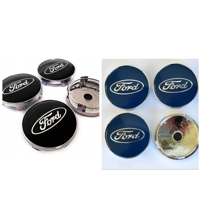 Set 4 Embleme Capace Jante Ford 60mm Capacele Roti Negru / Albastru