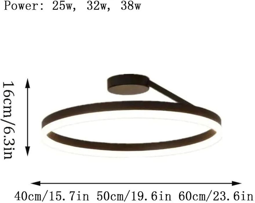 Черен LED димируем ринг 40/60 см кръгла таванна лампа с дистанционно