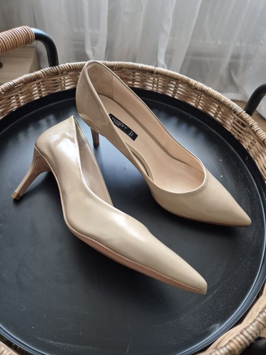 Stiletto nude 40, piele naturala