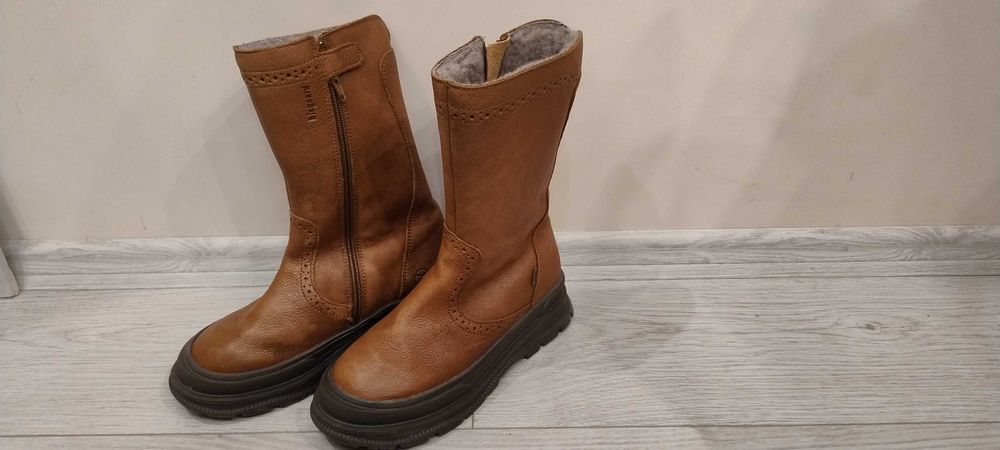 Детски ботуши естествена кожа и естествена вълна Bisgaard