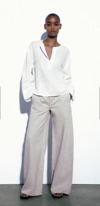 ZARA Linen риза лен XS-34