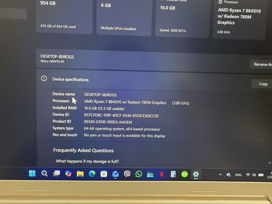 Acer Nitro V 14 (ANV14-61) цвят бял перла