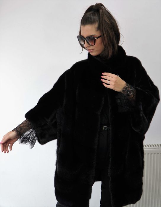 Haină lungă din blană naturala de vizon