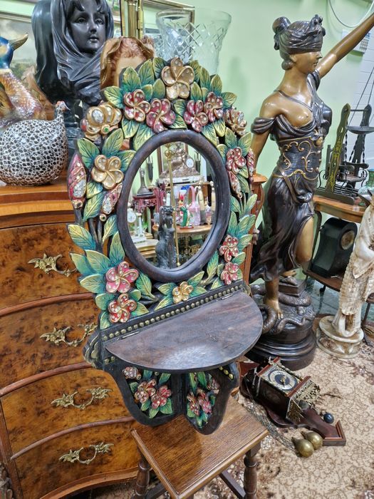 Много старо английско антикварно дървено огледало