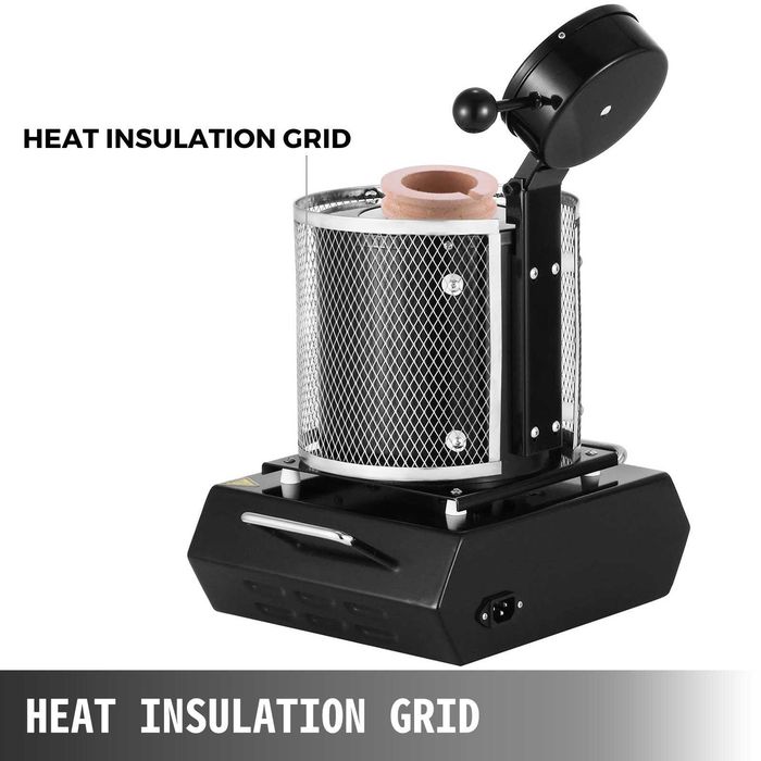 Cuptor electric de topit metale pretioase 1350W 3 kg creuzet ceramic temperatura max 1150 C control PID pentru aur argint cupru aluminiu