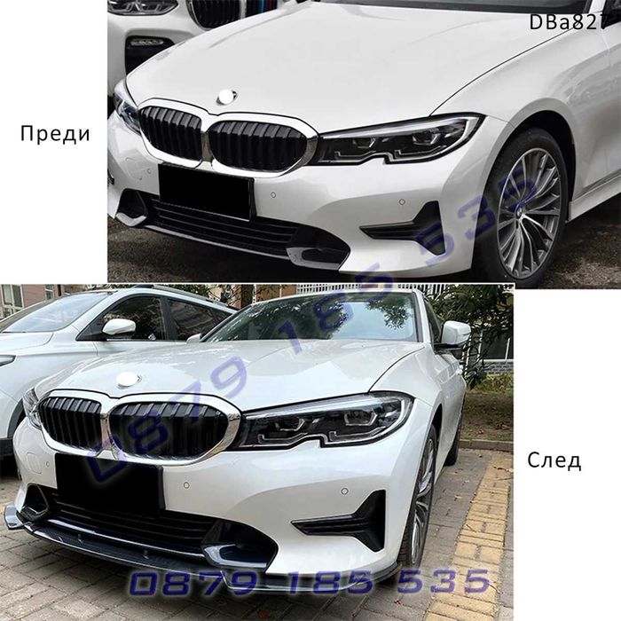 Черен лип спойлер предна броня BMW 3 G20 Pre face 19-22 бмв г20 пре фе
