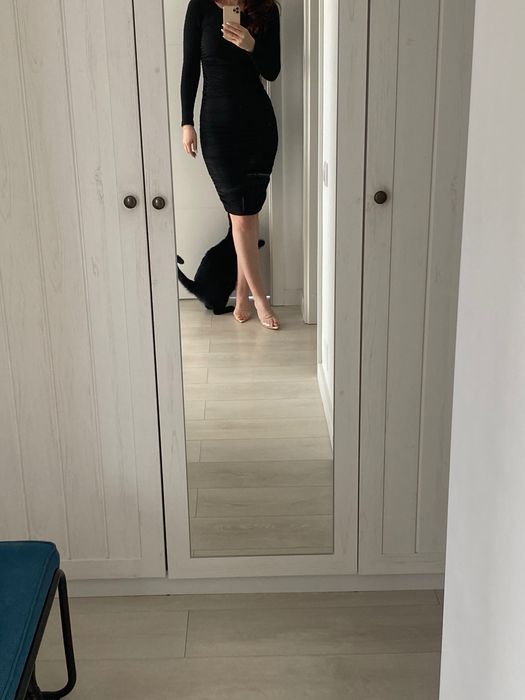 Rochie drapată Nissa neagră 38