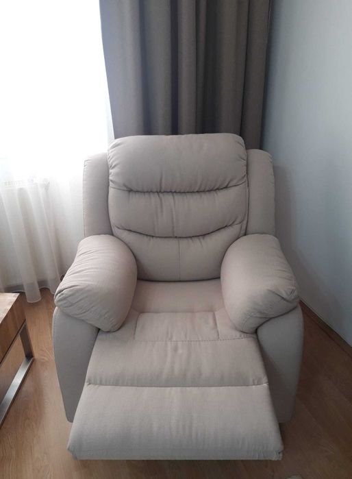 Set Canapea 3 locuri Recliner + 2 Fotolii Recliner | Crem | Stare Impecabila