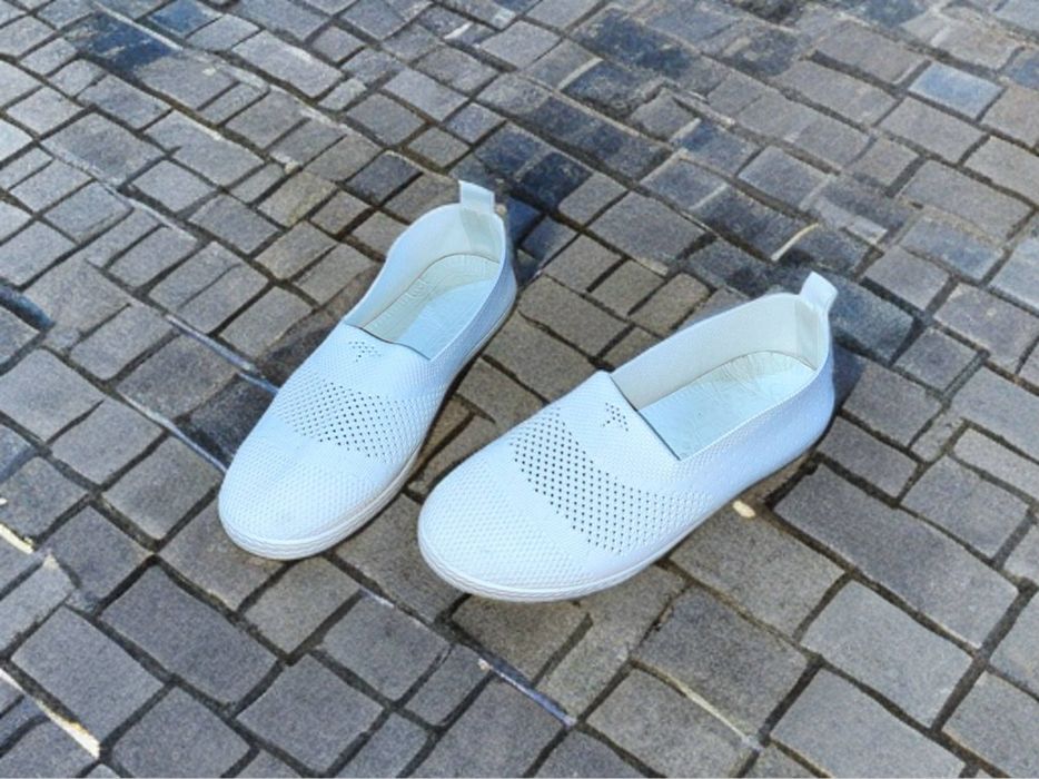 Мокасины белые сетчатые