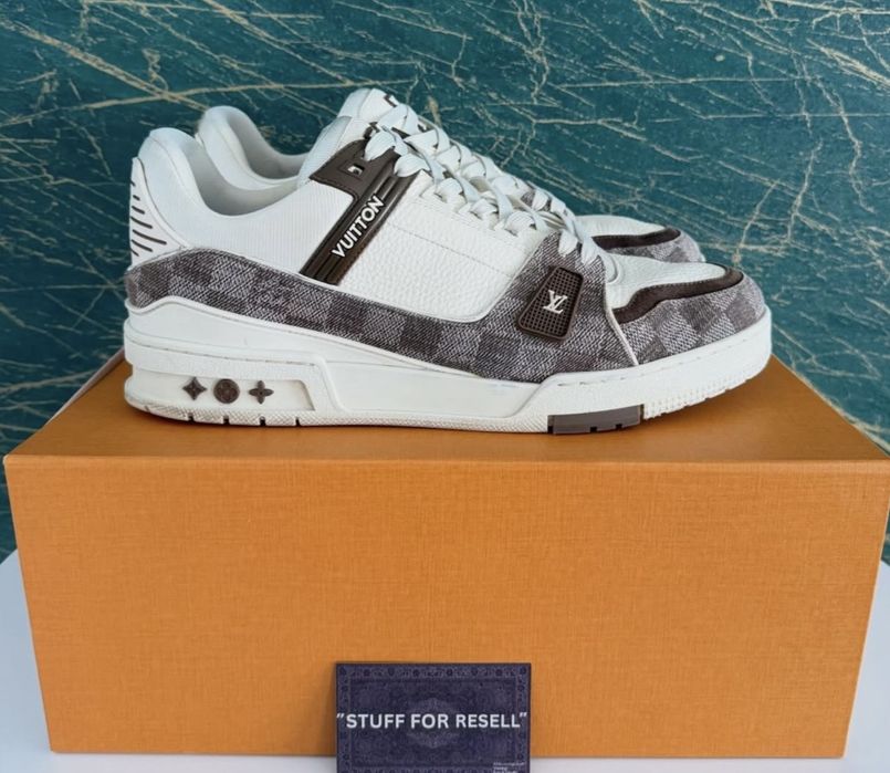STOC LIMITATI!! Adidasi / Sneakers Louis Vuitton Trainer Gri / Alb Marimi 36-45 Unisex