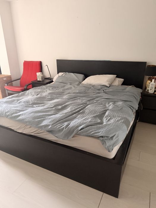 Pat Malm Ikea 180X200 4 curtii depozitare