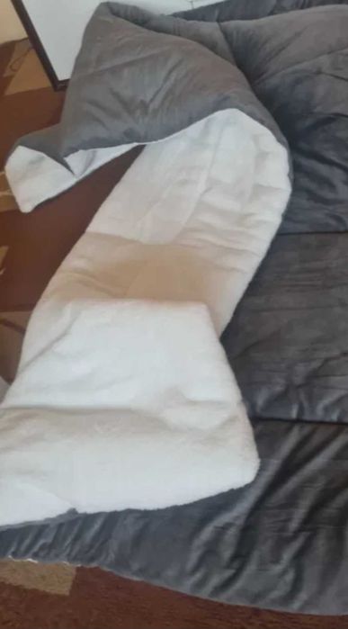 Patura din blana sintetica gri cu alb pufoasa 170×200 cm