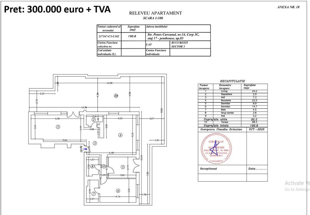 TVA inclus - Penthouse din care se vad muntii - Dezvoltator 0% comision - 3 camere - Metrou Mihai Bravu - Tineretului - Vitan - Timpuri Noi