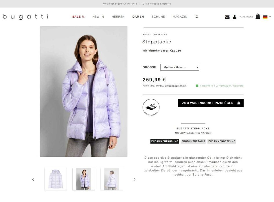 Bugatti, XS, S, L, ново, оригинално дамско зимно яке, пух