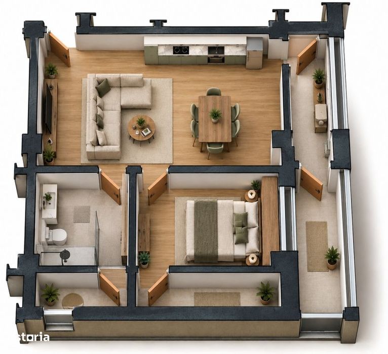 Apartament 2 camere open space Preajba - 0% comision la cumparare