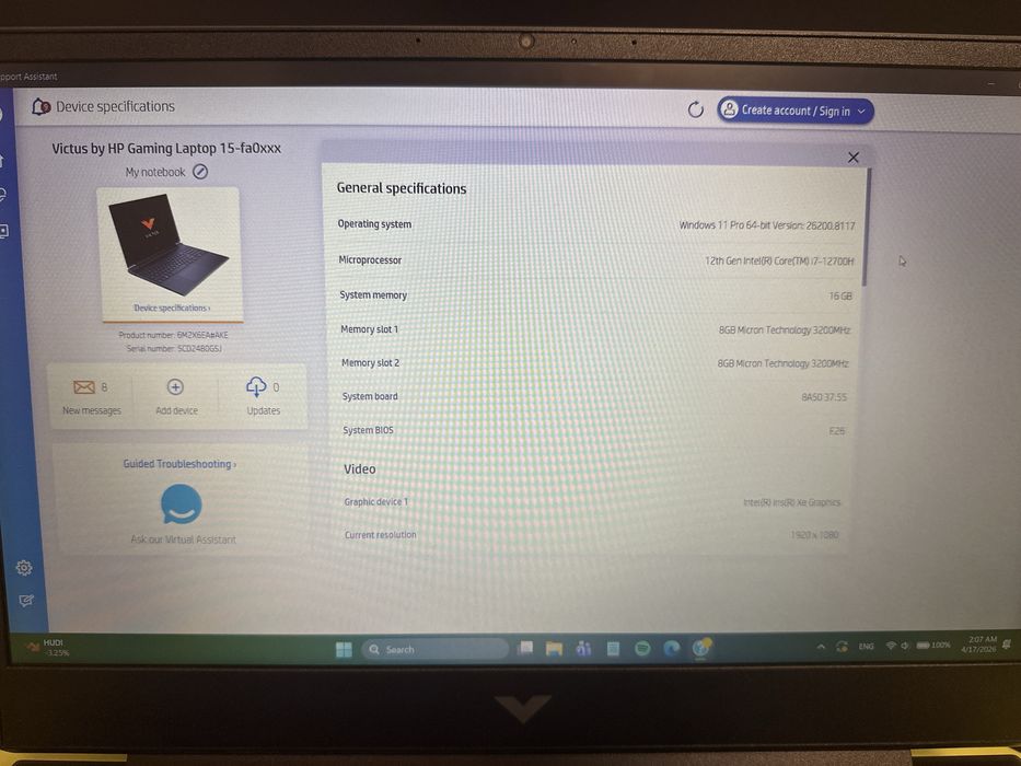 Laptop gaming HP Victus 15 I7