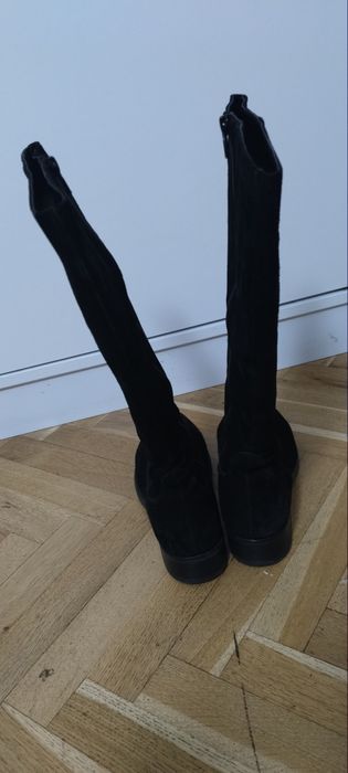 Cizme lungi piele întoarsă cu fermoar,38