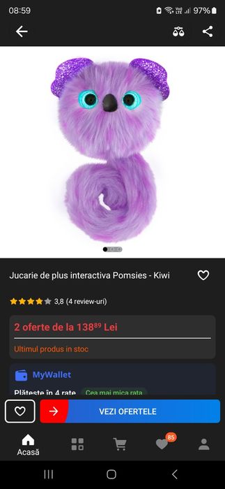 Pisica interactiva Pomsies kiwi