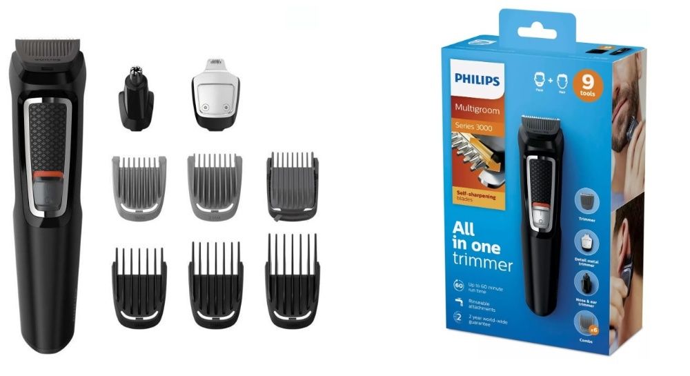 Тример Philips Multigroom MG3740/15, 9 в 1, Работа на батерия до 60 ми
