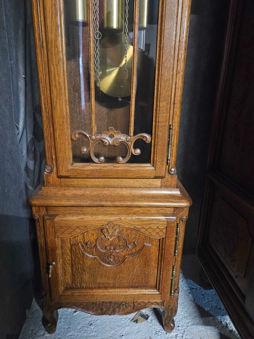 Vand ceas de podea cu 3 greutati carcasa lemn masiv