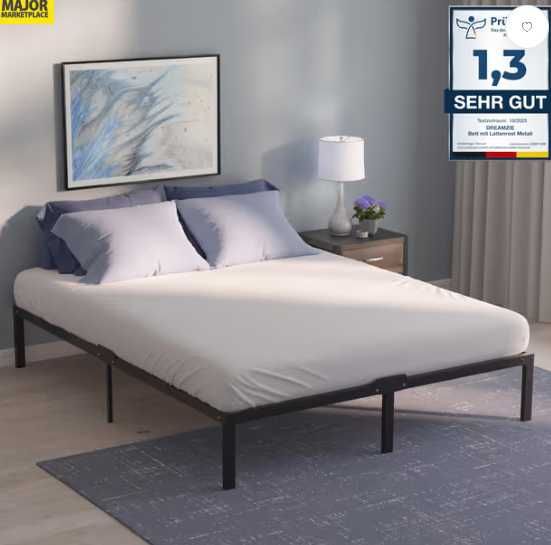 Cadru de pat Dreamzie 200x200 cu bază metalică de 41 cm Cadre de pat pentru adulți cu picioare - Durabil