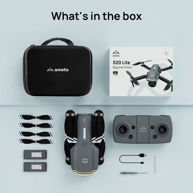 Drona S20 Lite Ameta cu Telecomanda, Camera 4K, WiFi 5G, 2 Baterii