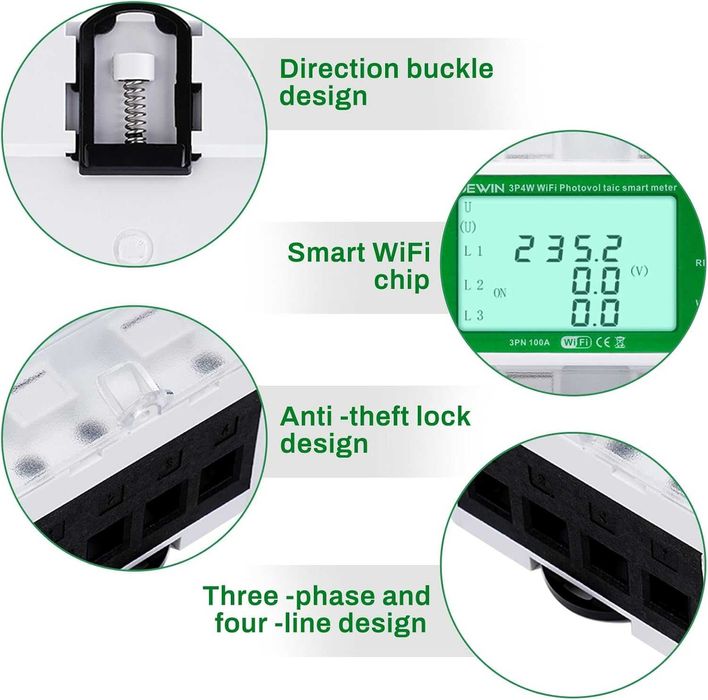 DEWIN WiFi трифазен електромер 100A 380V с мониторинг