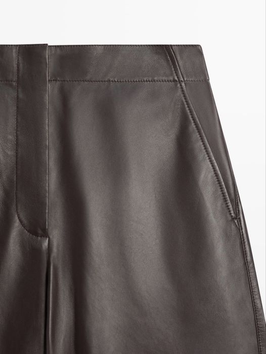 Pantaloni din piele Massimo Dutti