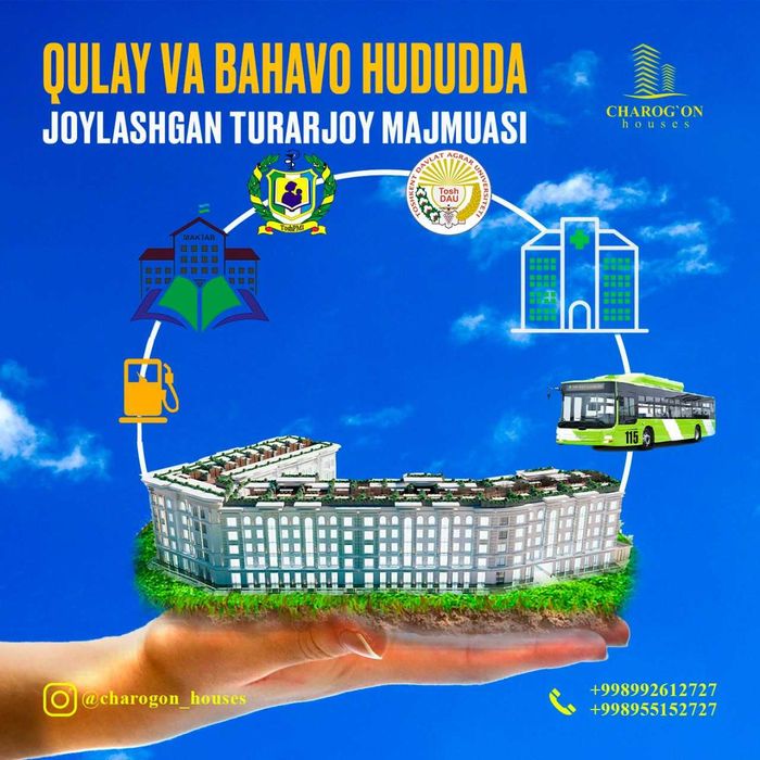 ЖК Charogon_houses, 1-к квартира 43.2 м2, Тошкент вил, Салар кўча