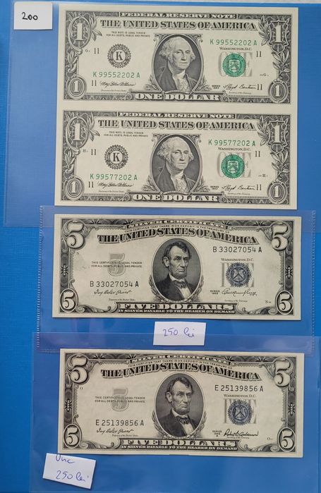 Bancnote Statele Unite dolari America bani vechi  monede